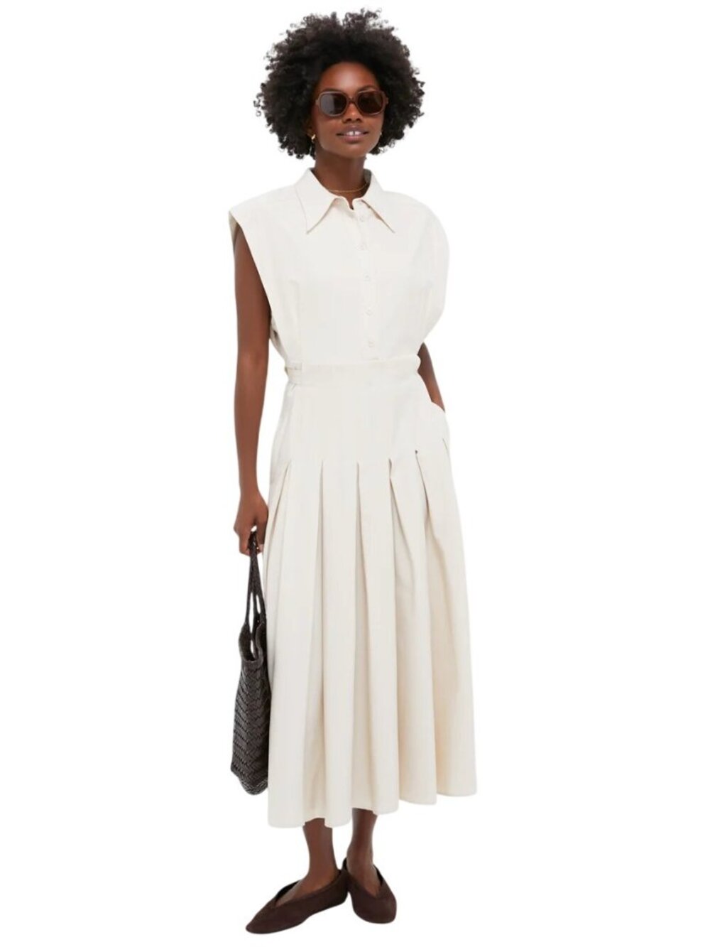 En Saison Quince Midi Shirt Dress in ecru Medium New Womens dresses - Picture 4 of 15